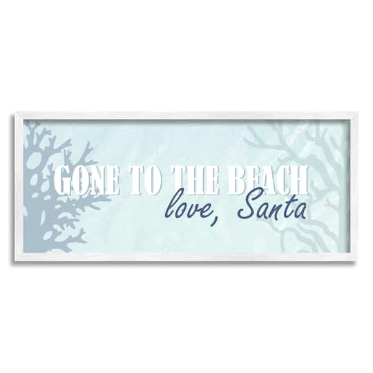 Stupell Industries Gone To Beach Love Santa Phrase Framed Giclee Art